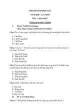 Đề kiểm tra học kì I năm học  2015-2015 môn  lịch sử lớp 7 thời gian làm bài 45 phút